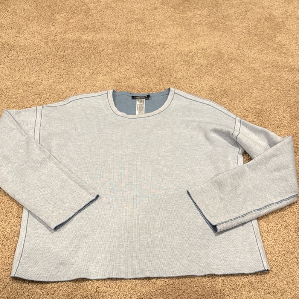 Eileen Fisher Organic Cotton Silk Sweater reversible clean cut